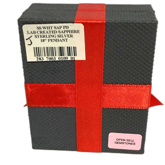 Lab Created White Sapphire Sterling Silver Pendant 18 inch Necklace - Picture 6 of 7